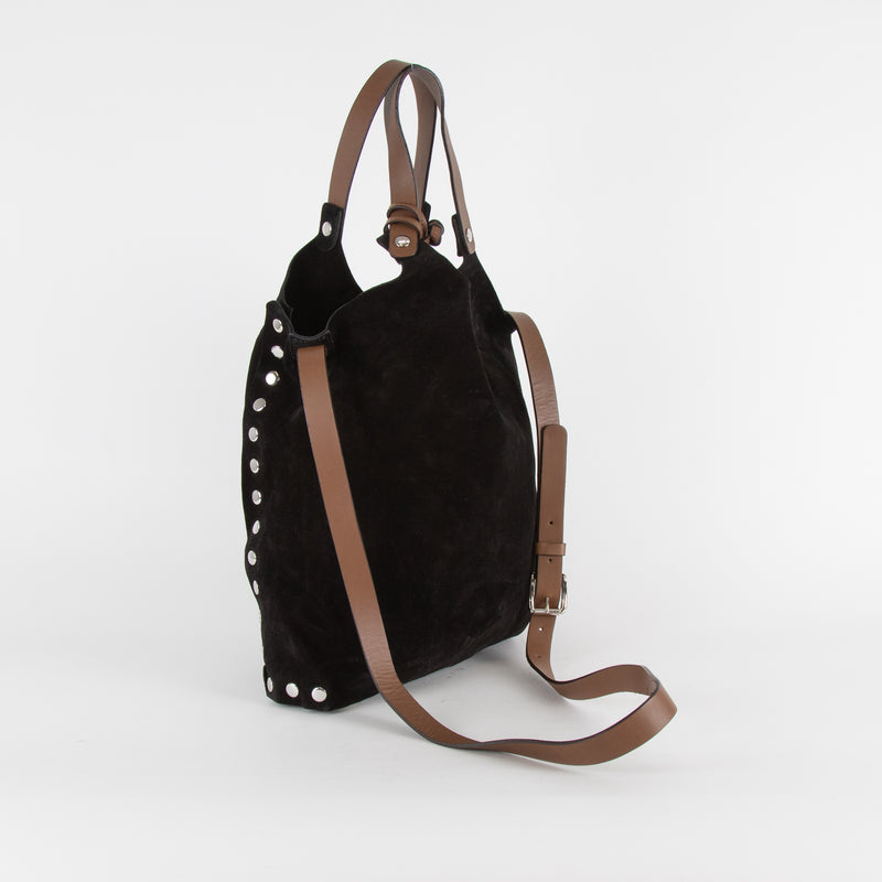 Marni Black Suede Tote Bag With Silver Studs