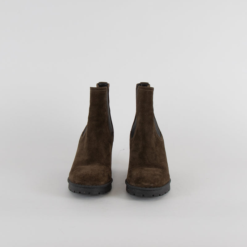 Vince Khaki Suede Heeled Chelsea Boot