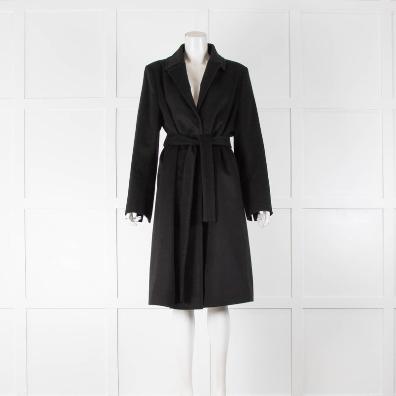 Strenesse Black Cashmere Belted Coat