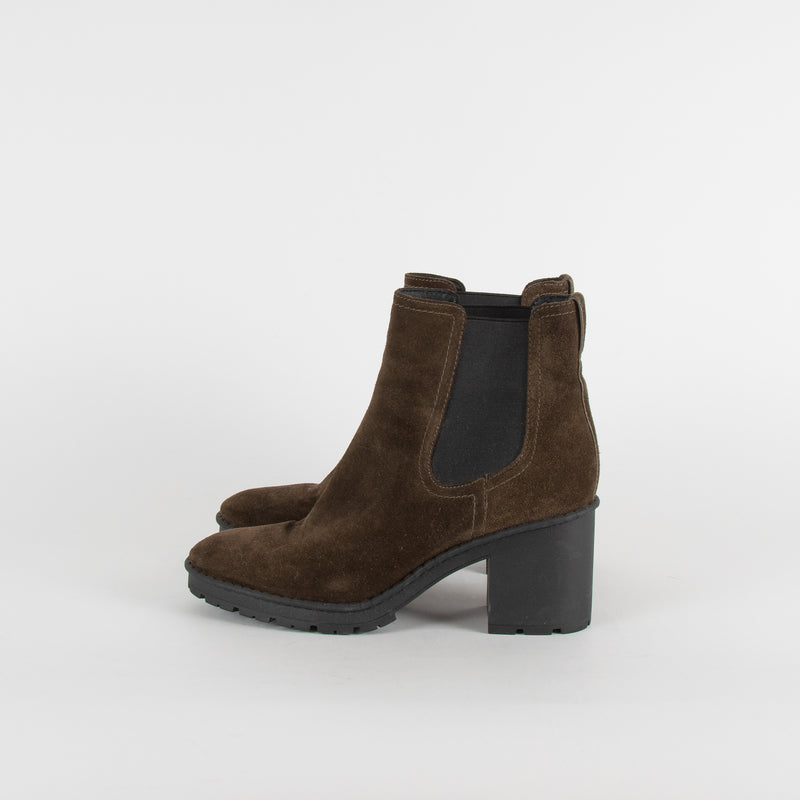 Vince Khaki Suede Heeled Chelsea Boot