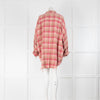 R13 Pink Shredded Hem Check Oversized Shirt