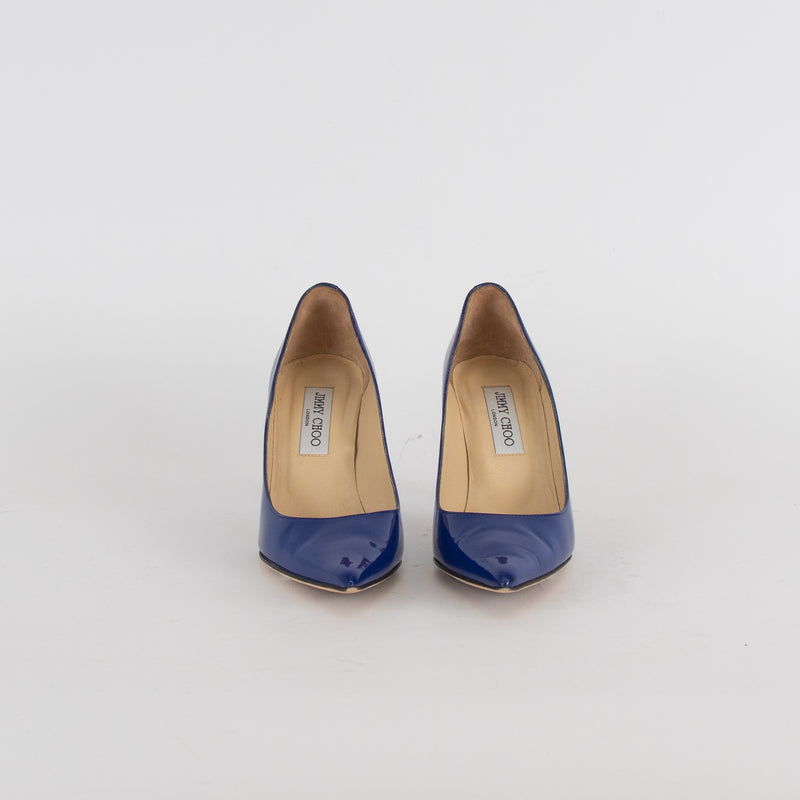 Jimmy Choo Blue Patent Heeled Pointy Shoes