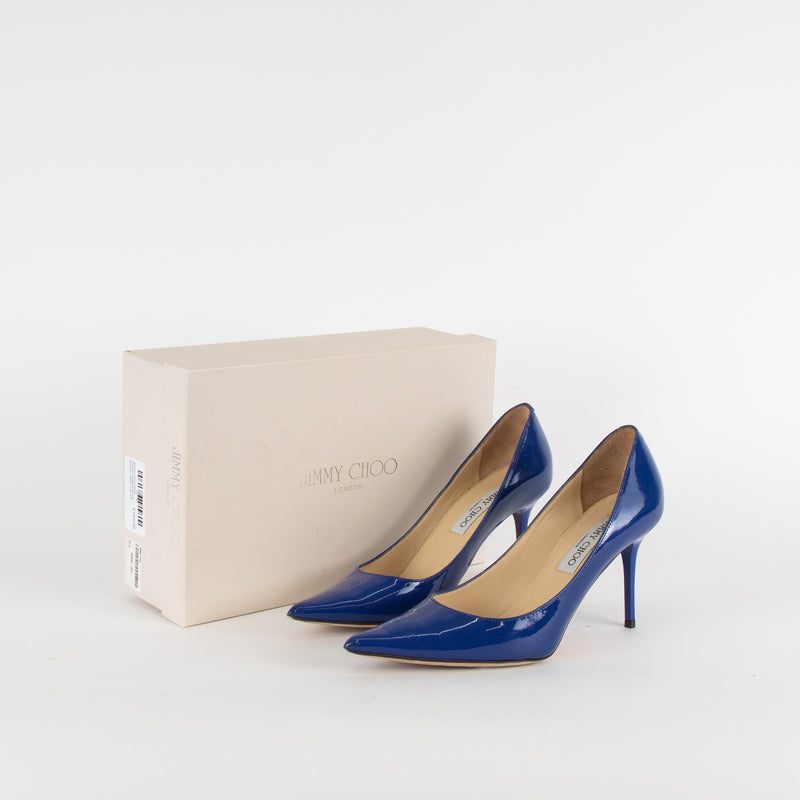 Jimmy Choo Blue Patent Heeled Pointy Shoes