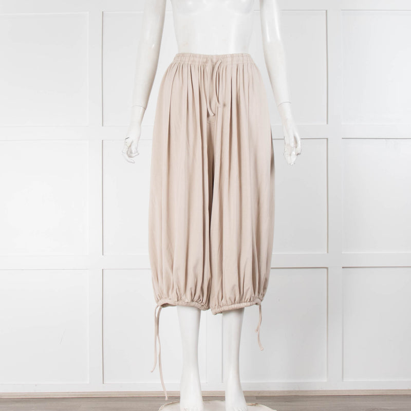 Toteme Beige Gathered Jersey Trousers