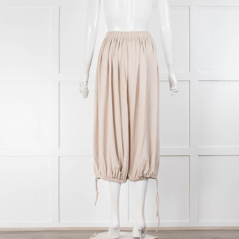 Toteme Beige Gathered Jersey Trousers