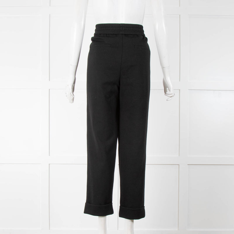 Me + Em Black Pull On Trousers Blue Side Stripe