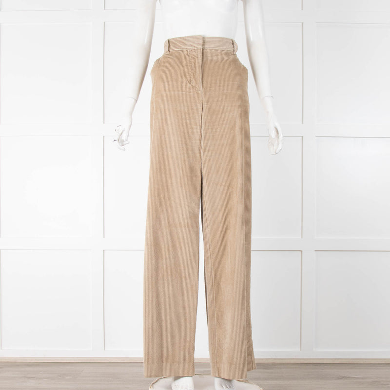 Weekend Max Mara Beige Corduroy Wide Leg Trousers