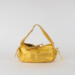 Prada Gold Leather Small Shoulder Bag With Coin Pouch