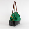 Fendi Green Black Grained Leather 2Bag Tote Handbag