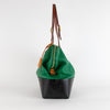 Fendi Green Black Grained Leather 2Bag Tote Handbag