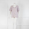 Eric Bompard Cream Lilac Cashmere Silk Floral Print Sweater