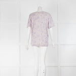 Eric Bompard Cream Lilac Cashmere Silk Floral Print Sweater