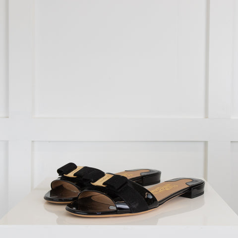 Black and gold ferragamo slides hotsell