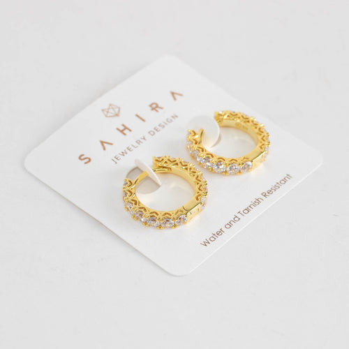 Sahira Piper Gold Cubic Zirconia 18mm Hoops