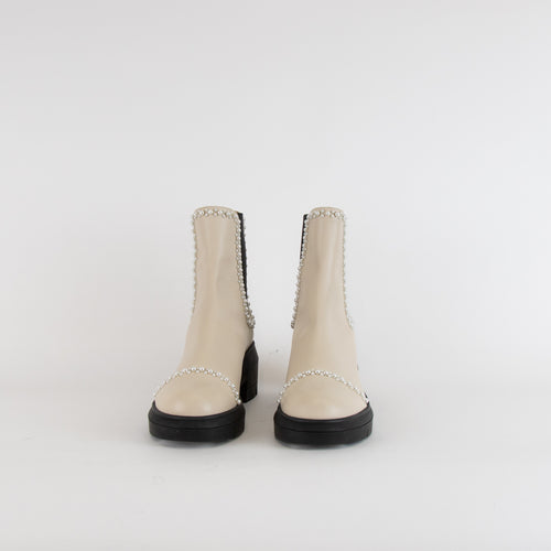 Stuart Weitzman Cream Norah Demipearl Chelsea Boots