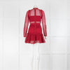 Self-Portrait Dark Red Lace Long Sleeve Mini Dress