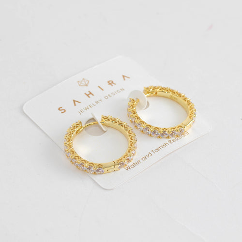 Sahira Gold Piper Cubic Zirconia 25mm Hoops