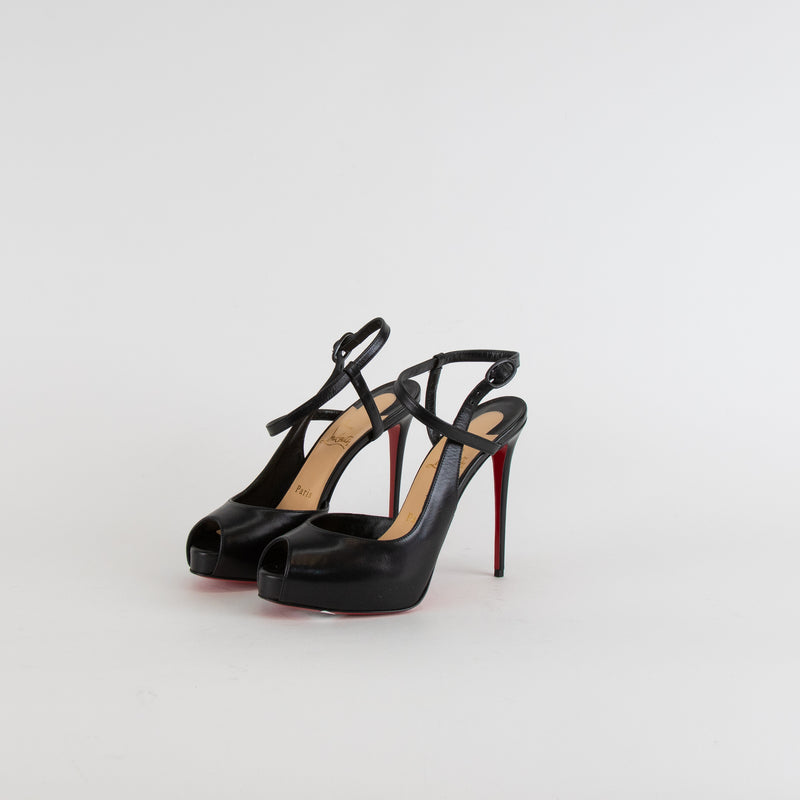 Christian Louboutin Jenlove Alta Black Peeptoe Platforms