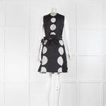 Sarah Pacini Black Light Grey Large Dot Wrap Dress