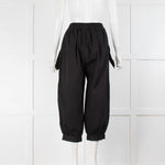 Batsheva Black Cotton Tie Up Pocket Detail Tapered Trousers