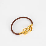 Hermes Tan Leather Gold Twist Bracelet