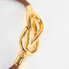 Hermes Tan Leather Gold Twist Bracelet