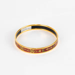 Hermes Gold Red Enamel Narrow Bangle