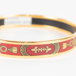 Hermes Gold Red Enamel Narrow Bangle