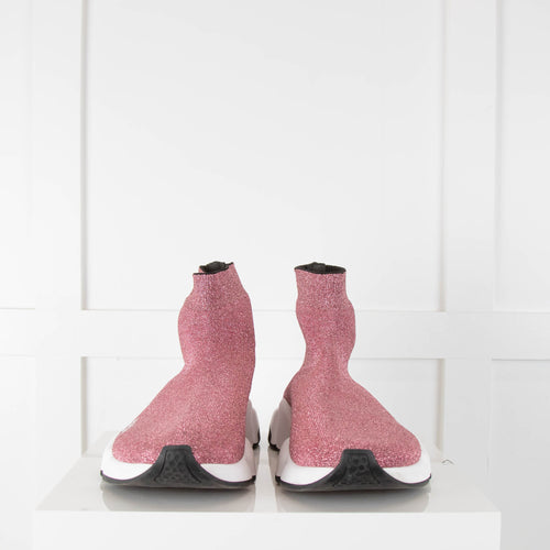 Balenciaga Pink Glitter Speed Sock Trainer