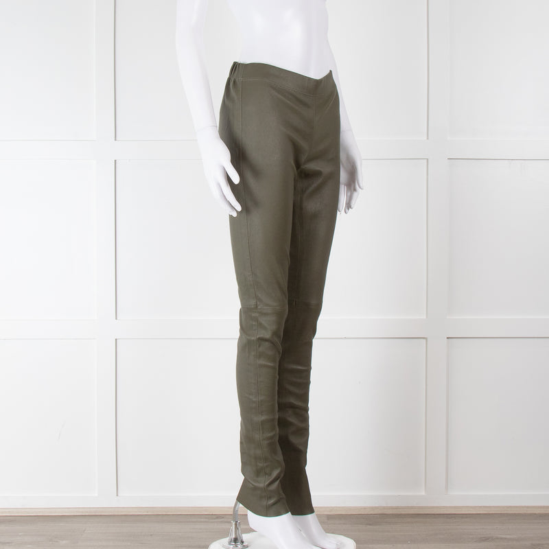 Joseph Green Leather Stretch Leggings