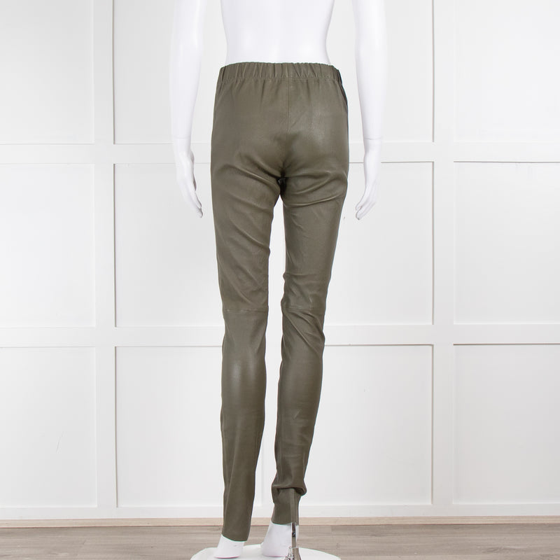 Joseph Green Leather Stretch Leggings