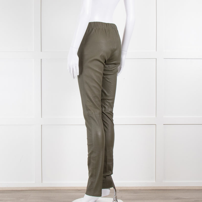 Joseph Green Leather Stretch Leggings