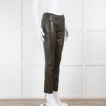 The Row Dark Green Leather Trousers