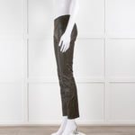 The Row Dark Green Leather Trousers