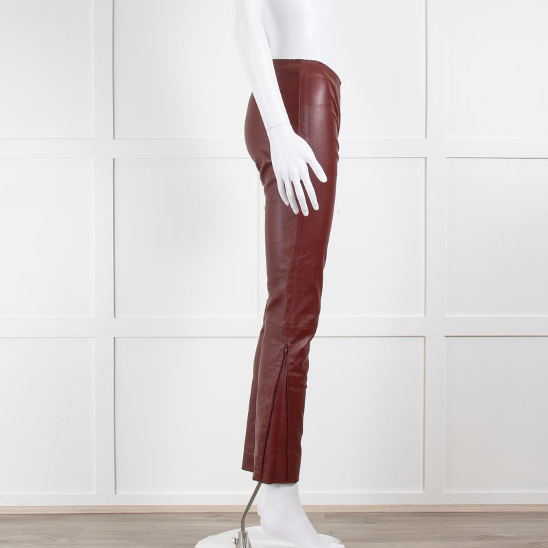 The Row Deep Burgundy Red Leather Trousers