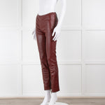 The Row Deep Burgundy Red Leather Trousers