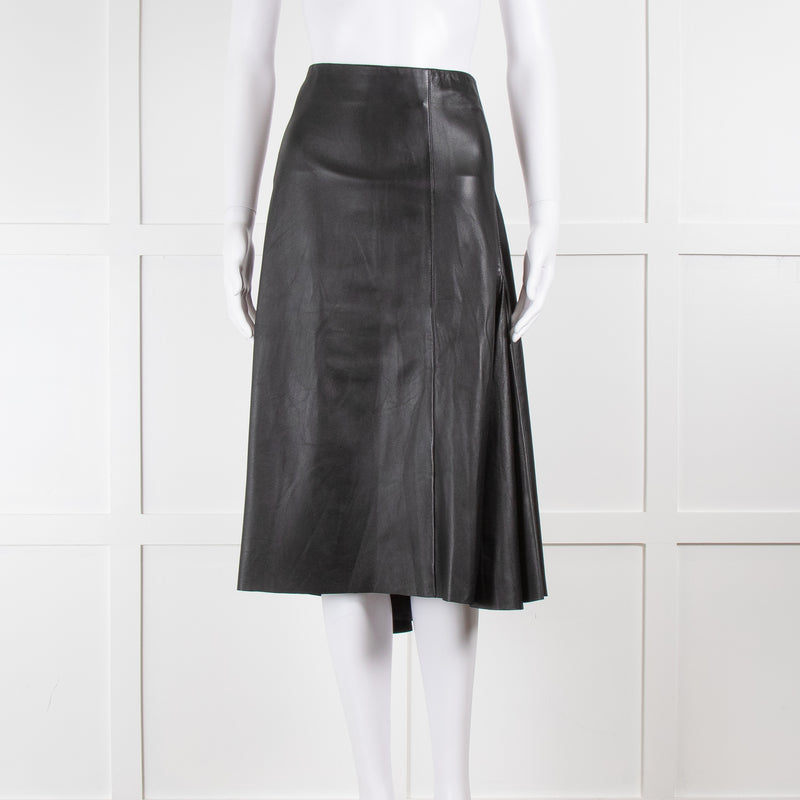 Joseph Black A Line Lambskin Leather Skirt