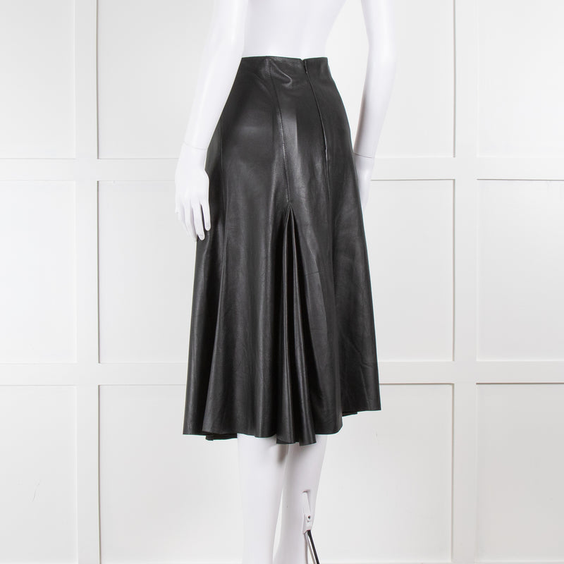 Joseph Black A Line Lambskin Leather Skirt