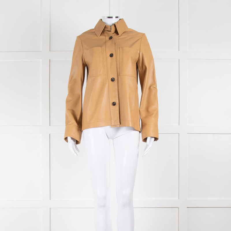 Joseph Camel Leather Shirt Jacket