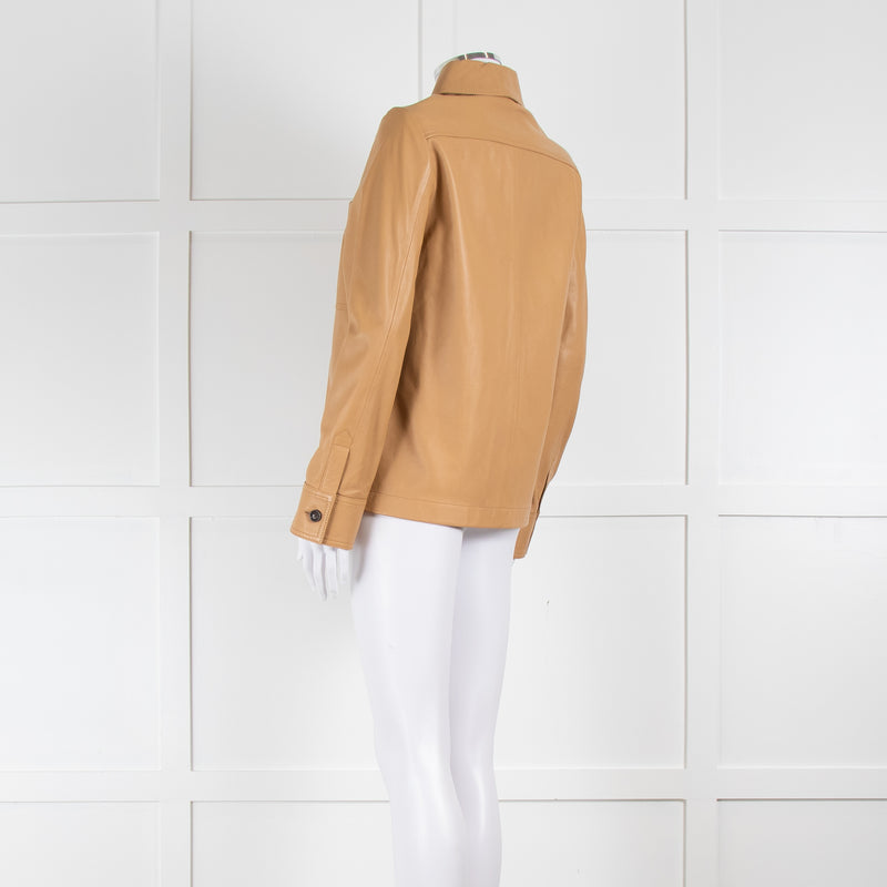 Joseph Camel Leather Shirt Jacket