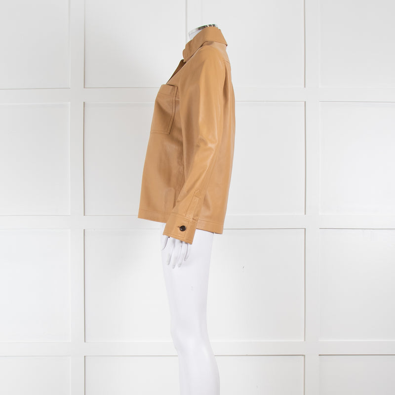 Joseph Camel Leather Shirt Jacket