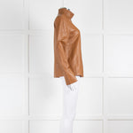 Joseph Brown High Neck Long Sleeve Leather Top