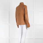 Joseph Brown High Neck Long Sleeve Leather Top