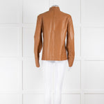 Joseph Brown High Neck Long Sleeve Leather Top