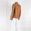 Joseph Brown High Neck Long Sleeve Leather Top