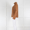 Joseph Brown High Neck Long Sleeve Leather Top