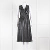 Joseph Black Nappa Leather Belted Sleeveless Dress