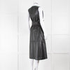 Joseph Black Nappa Leather Belted Sleeveless Dress