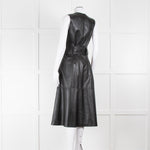 Joseph Black Nappa Leather Belted Sleeveless Dress