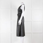 Joseph Black Nappa Leather Belted Sleeveless Dress